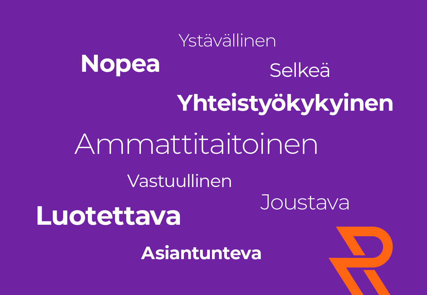 Sanapilvi jossa Respectin vahvuuksia